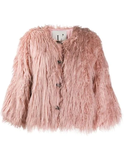 L'autre Chose Faux-fur Short Jacket In Pink