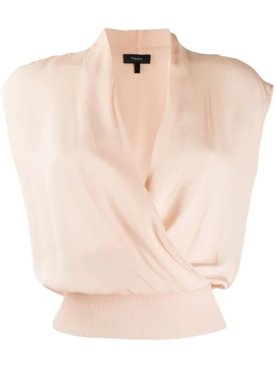 Theory Sleeveless Draped Top In Shell Pink