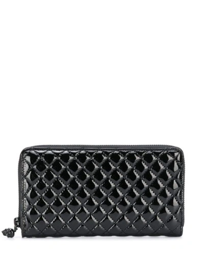 Alexander Mcqueen Patent Quilted Continental Wallet In Black