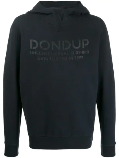 Dondup Logo Print Hoodie In Blue