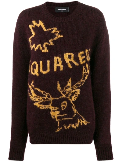 Dsquared2 Logo Knit Jumper In Red