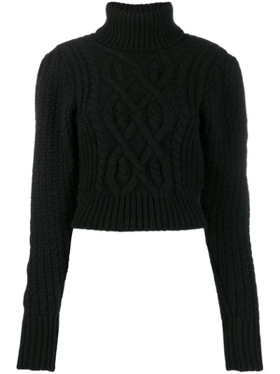 Wandering Cable-knit Roll Neck Jumper In Black