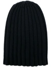 Laneus Knitted Beanie Hat In Black