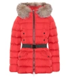 Moncler Clion Quilted Fur-trimmed Down Coat In Red