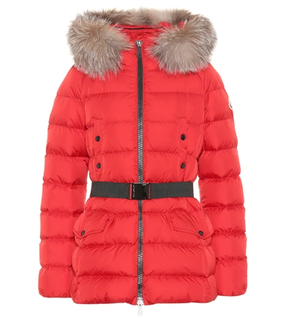 Moncler Clion Quilted Fur-trimmed Down Coat In Red