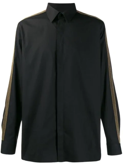 Fendi Striped Sleeve Shirt In Black