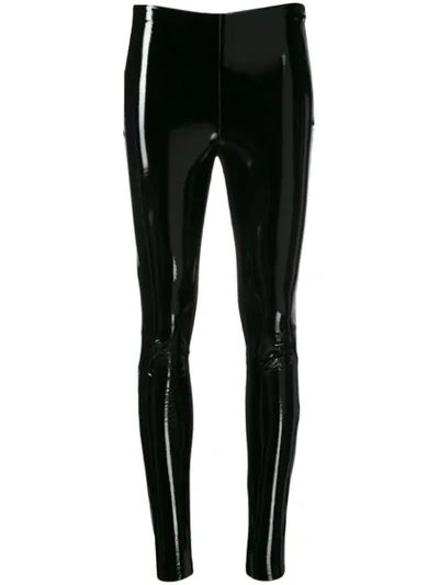 Karl Lagerfeld Varnished Finish Leggings In Black