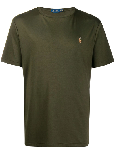 Polo Ralph Lauren Mens Medium Green Logo-embroidered T-shirt In Grün