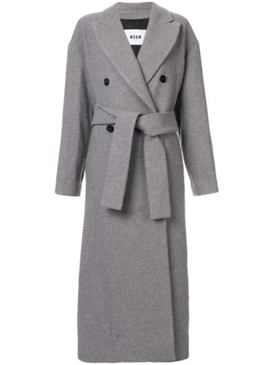 Msgm Double-breasted Coat In Grey