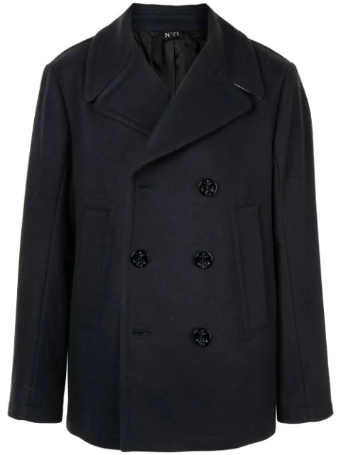 N°21 Double-breasted Peacoat In Blue | ModeSens