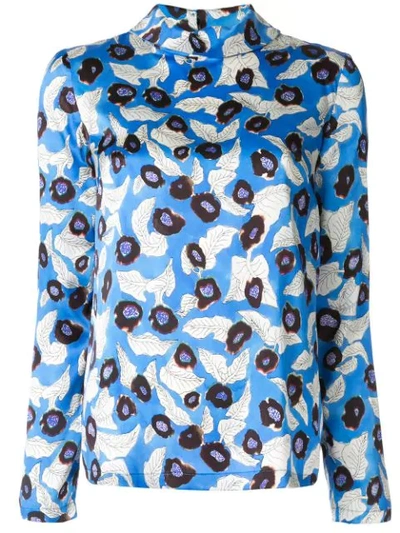 Christian Wijnants Floral Print Long Sleeve Top In Blue