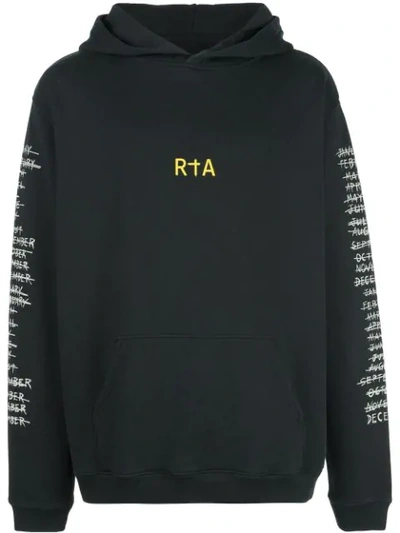 Rta Logo Print Hoodie In Black
