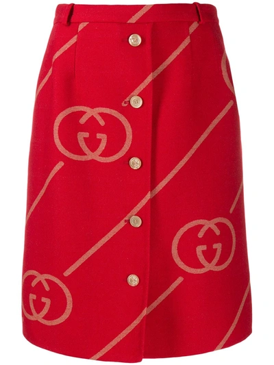 Gucci Gg Logo Skirt In Red