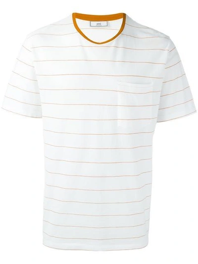 Ami Alexandre Mattiussi Chest Pocket Striped T-shirt In White