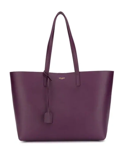Saint Laurent Top Handles Leather Tote In Purple