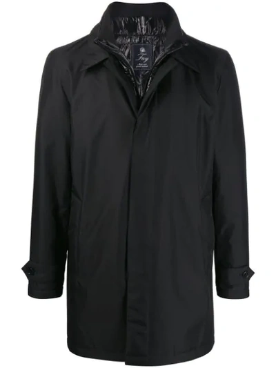 Fay Double Front Raincoat In Black