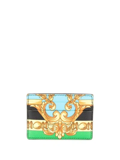 Versace Baroque Print Card Holder In Green