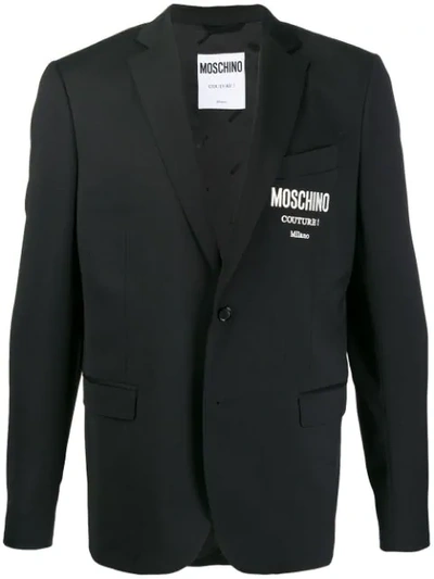 Moschino Logo Print Blazer In Black