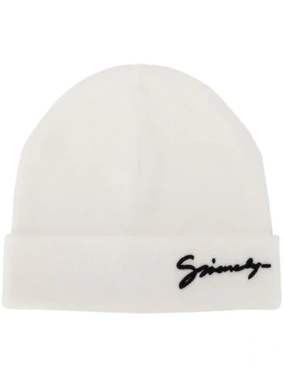 Givenchy Signature Logo Beanie In White