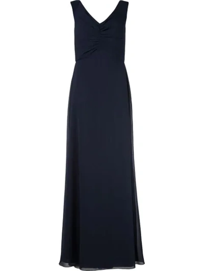 Amsale V-neck Evening Gown In Blue