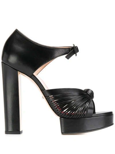 Gucci Crawford Knotted Platform Leather Sandals In Black