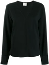 Forte Forte V-neck Ribbed Blouse In Black