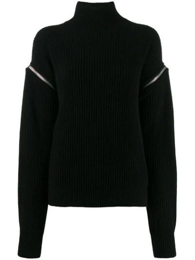 Msgm Turtleneck Knitted Sweater In Black