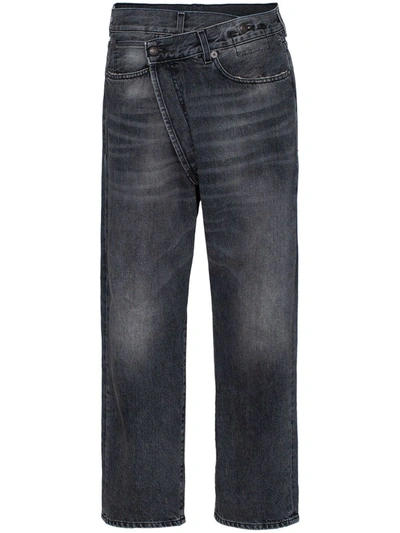R13 Leyton Crossover-front Jeans In Black