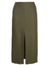 Adam Lippes Pencil Skirt With Front Slit In Green