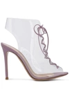 Gianvito Rossi Clear Lace-up Booties In Neutrals