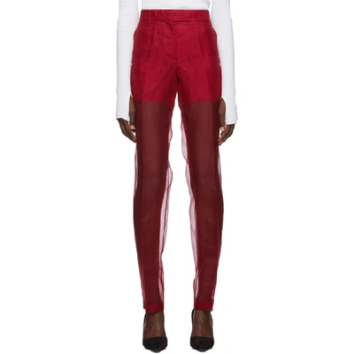 Helmut Lang Organza Straight-leg Trousers In Red