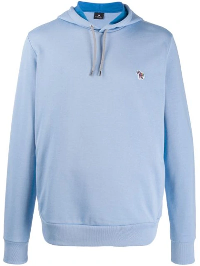 Ps By Paul Smith Embroidered Logo Hoodie In Blue