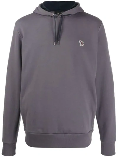 Ps By Paul Smith Embroidered Logo Hoodie In Grey