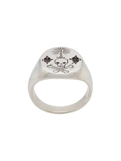 Henson Skull & Candle Signet Ring In Metallic