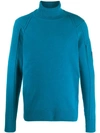 C.p. Company Roll Neck Sweater In Blue