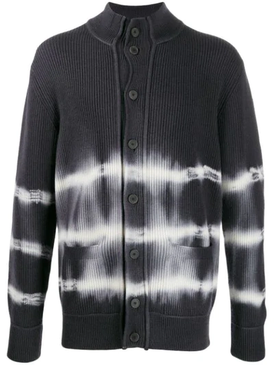 Maison Flaneur Ribbed Tie-dye Cardigan In Black