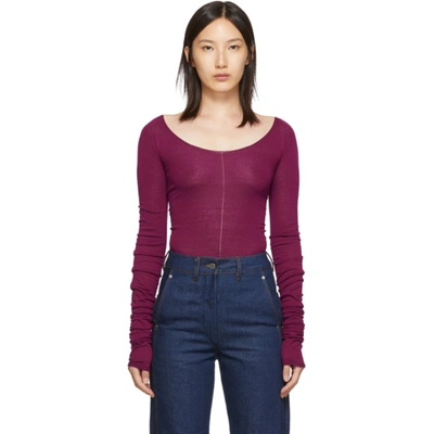 Lemaire Bare Shoulder Second Skin Top In 326 Magenta