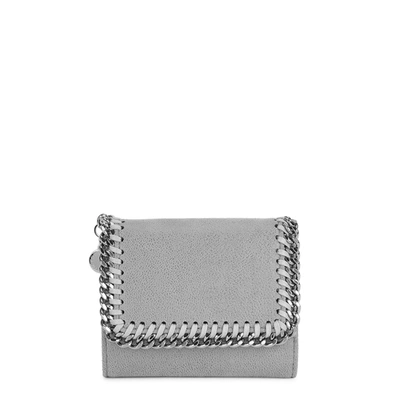 Stella Mccartney Falabella Small Grey Faux-suede Wallet In Light Gray