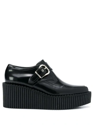 Stella Mccartney Buckled Patent Faux-leather Shoes In Black