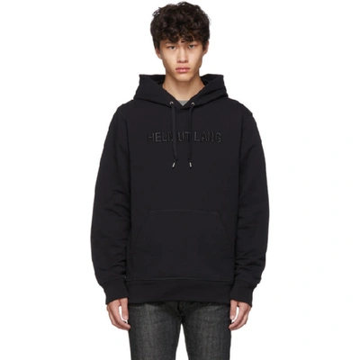 Helmut Lang Standard Tonal Logo Embroidered Hooded Sweatshirt In Black