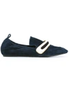 Lanvin Striped Vamp Mocassins In Blue