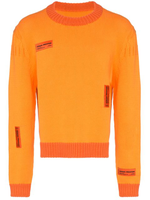 Heron Preston Crewneck Sweater Crazy Label In Orange | ModeSens