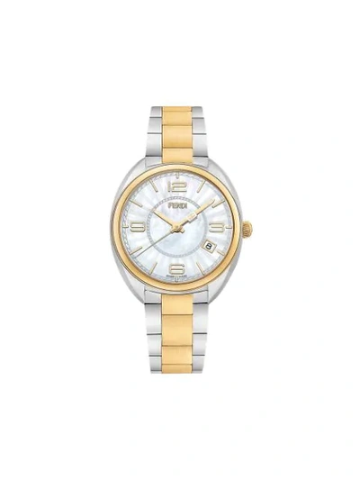 Fendi Momento Mother Of Pearl Bracelet Watch, 34mm In White/gold
