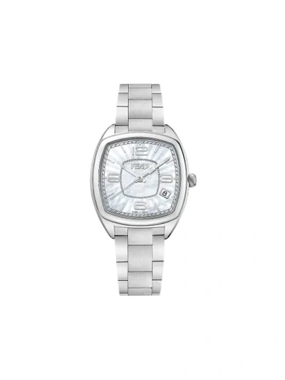 Fendi Momento Square Bracelet Watch, 32mm In Silver/ Mop/ Silver
