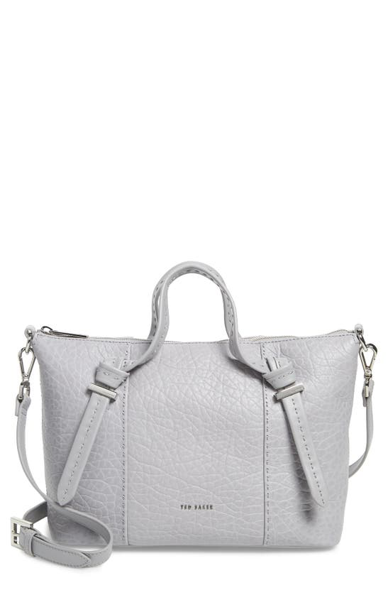 Ted Baker Small Olmia Knotted Handle Leather Tote In Light Grey | ModeSens