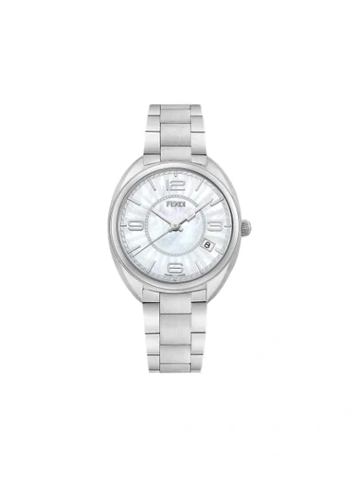 Fendi Momento Mother Of Pearl Bracelet Watch, 34mm In White/silver