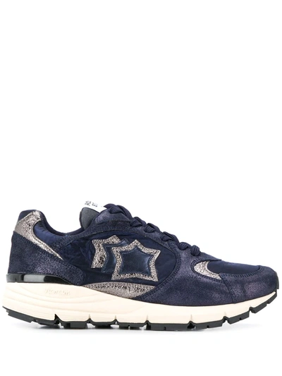 Atlantic Stars Mira Techno-fabric And Leather Sneakers In Blue