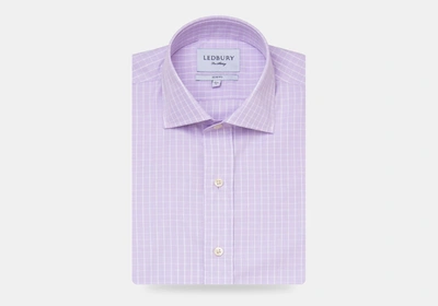 Ledbury Men's Lilac Mcbride Check Dress Shirt Lilac Purple Cotton