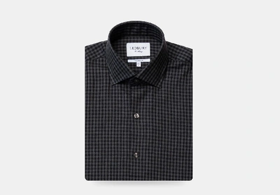 Ledbury Men's Charcoal Heather Crosswell Brushed Gingham Casual Shirt Charcoal Heather Grey Cotton