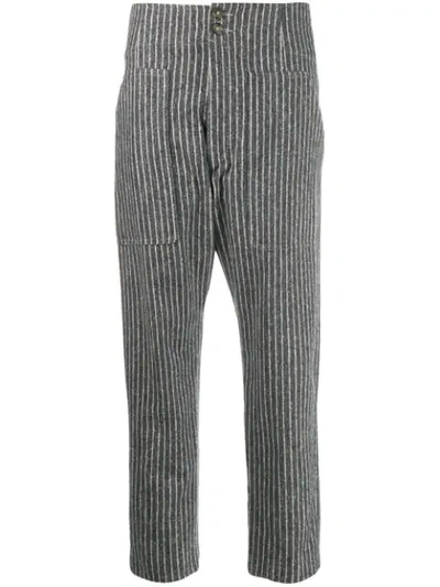 Isabel Marant Étoile Striped Cropped Trousers In Grey